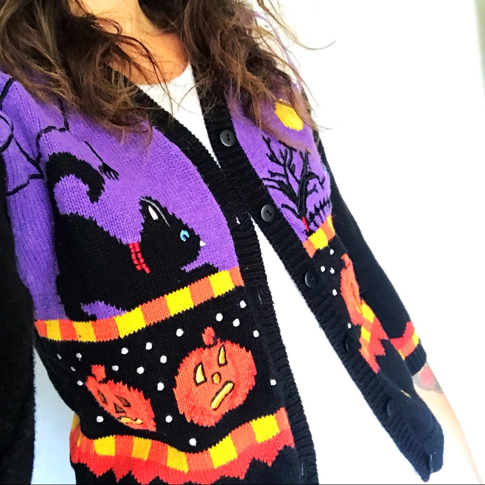 VINTAGE Marisa Christina Spooky Halloween Cardigan